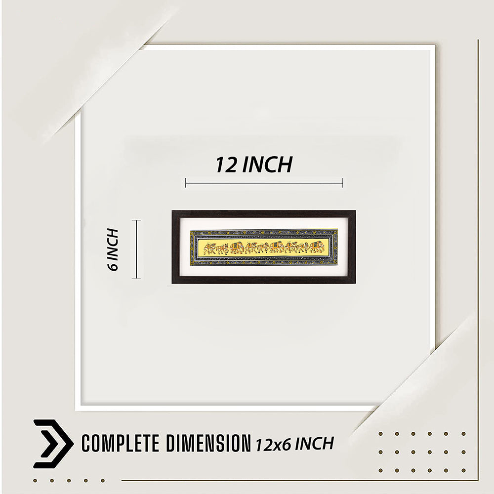 ARTS & CRAFTS Ethnic Indian Silk Strip Painting – Elephant, Horse, Camel in Miniature Style – 6x12”